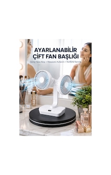 Ayarlanabilir Hızlı Çift Başlıklı Masaüstü Fan Gece Lambalı Serinici