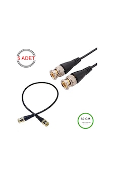 Bnc Kablo Erkek-erkek Hazır Uçlu 0.5 Mt - Siyah Cctv Görüntü Sinyal Kablosu - 5 Adet Bnc Kablo Erkek-erkek Hazır Uçlu 0.5 Mt - Siyah Cctv Görüntü Sinyal Kablosu - 5 Adet
