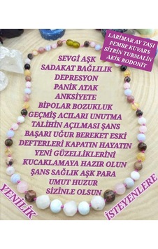 Gizemli Doğal Taş Aşk Sadakat Başarı Ruh Eşi Nazar Stres Bipolar Kolye Mor