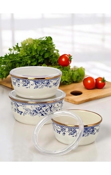 Blue Life 3'lü Emaye Saklama Kabı Seti 14-16-18 Cm Mavi Blue Life 3'lü Emaye Saklama Kabı Seti 14-16-18 Cm Mavi