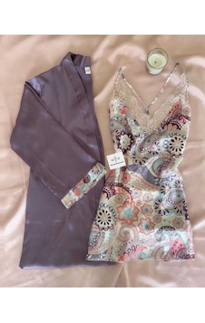 Mh Moony Homewears Saten Elegant Gecelik Seti Lavanta Mh Moony Homewears Saten Elegant Gecelik Seti Lavanta