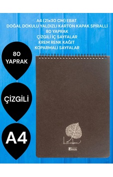 Çizgili A4 21x30 Cm 80 Yaprak Karton Kapak Spiralli Krem Renk Sayfalar Üstten Açılır Linden Kahve Çizgili A4 21x30 Cm 80 Yaprak Karton Kapak Spiralli Krem Renk Sayfalar Üstten Açılır Linden Kahve
