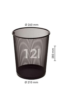 Metal Çöp Kovası Fileli Perfore 12 Litre En: 24,2 Cm Boy: 20,6 Cm Yükseklik: 28,5 Cm
