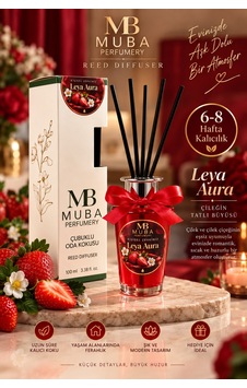 Leya Aura 100 Ml Çubuklu Oda Kokusu Premium Çilek Çiçek Vanilya Kokulu Bambu Çubuklu Reed Diffuser 6-8 Hafta Kalıcı Lüks Ev Kokusu - 922852107 Karışık