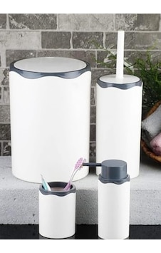 Azra Akrilik 5 Parça Modern Banyo Seti, Beyaz-mat Gümüş, Çöp Kovası/tuvalet Fırçası/tuvalet Fırça Kabı/sıvı Sabunluk/diş Fırçalık 000 Açık Krem Azra Akrilik 5 Parça Modern Banyo Seti, Beyaz-mat Gümüş, Çöp Kovası/tuvalet Fırçası/tuvalet Fırça Kabı/sıvı Sabunluk/diş Fırçalık 000 Açık Krem