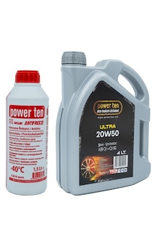 Power Ten 20W-50 Motor Yağı 4 L + Kırmızı Antifriz -40 C 1.5 L Power Ten 20W-50 Motor Yağı 4 L + Kırmızı Antifriz -40 C 1.5 L