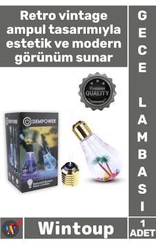 Lamba Hava Nemlendirici Retro Estetik Işıklı Dekoratif Modern Buharlı Ampül Tasarımlı Gece Lambası Lamba Hava Nemlendirici Retro Estetik Işıklı Dekoratif Modern Buharlı Ampül Tasarımlı Gece Lambası