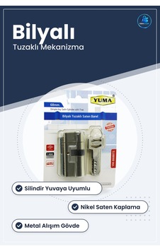 Bilyalı Tuzaklı Silindir Barel Kilit Nikel Saten Kapı Kilidi Güve Bilyalı Tuzaklı Silindir Barel Kilit Nikel Saten Kapı Kilidi Güve