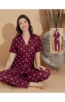 Boyraz Kadın Milan Boydan Düğmeli Kısa Kol İnce Pijama Takımı 11035 - 1 Adet Bordo Boyraz Kadın Milan Boydan Düğmeli Kısa Kol İnce Pijama Takımı 11035 - 1 Adet Bordo