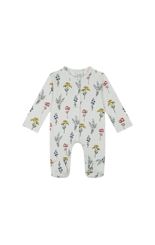 Antebies Organik Bej Çıtçıtlı Uzun Kollu Kız Bebek Patikli Tulum Çok Renkli