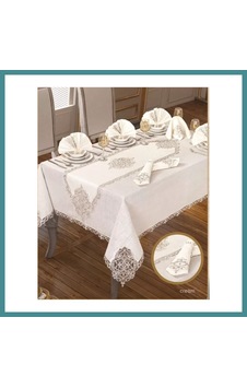 Trendexa 26 Parça Elegant Linen Krem-gold 12 Kişilik 160 260 Cm Masa Takımı Mac Trendexa 26 Parça Elegant Linen Krem-gold 12 Kişilik 160 260 Cm Masa Takımı Mac