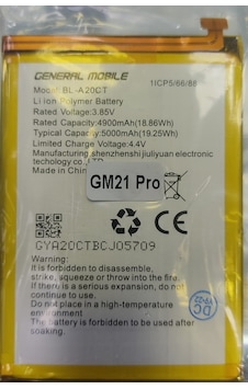 General Mobile GM21 PRO BL-A20CT Batarya Pil 5000 mAh General Mobile GM21 PRO BL-A20CT Batarya Pil 5000 mAh