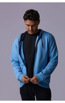 Defys Defy S Erkek Oversize Kapüşonlu Fermuarlı Cepli Sweatshirt Mavi - 527577758 Mavi