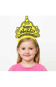 Sarı Happy Birthday Doğum Günü Prenses Tacı Sarı Happy Birthday Doğum Günü Prenses Tacı