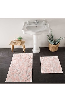 Taç Banyo Paspas Takımı 2'li Pamuklu Flower Pudra Taç Banyo Paspas Takımı 2'li Pamuklu Flower Pudra