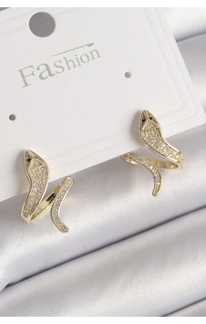 Pirinç Gold Renk Zirkon Taşlı Yılan Model Kadın Küpe Altın Pirinç Gold Renk Zirkon Taşlı Yılan Model Kadın Küpe Altın
