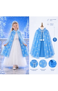 Kar - 383 - Tanesi Desenli Mavi Elsa Pelerini - Astarlı Frozen Pelerini - Spt-gld - 85 Cm Kar - 383 - Tanesi Desenli Mavi Elsa Pelerini - Astarlı Frozen Pelerini - Spt-gld - 85 Cm
