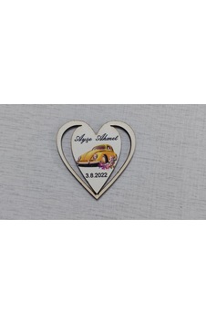 Kara Bilişim Söz Nişan Nikah Düğün Kalpli Vosvos Magnet 7 CM 25 Adet