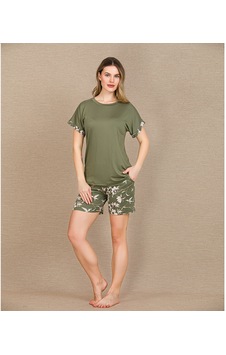 Aria's Closet Arias Closet Şık Tasarım Çiçek Desenli Yeşil Şortlu Kısa Kol Viskon Pijama Takımı Aria's Closet Arias Closet Şık Tasarım Çiçek Desenli Yeşil Şortlu Kısa Kol Viskon Pijama Takımı
