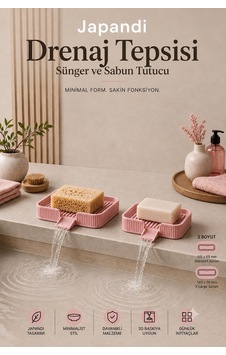 Ognami Japon Minimalist Drenaj Tepsisi Su Tahliyeli Banyo & Mutfak Düzenleyici - Pembe Ognami Japon Minimalist Drenaj Tepsisi Su Tahliyeli Banyo & Mutfak Düzenleyici - Pembe