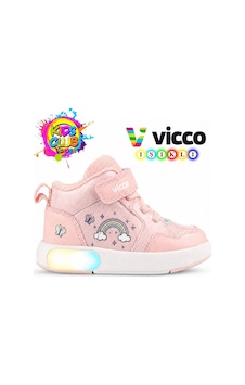 Vicco Şira Işıklı Boğazlı Ortopedik Çocuk Spor Ayakkabı Pudra
