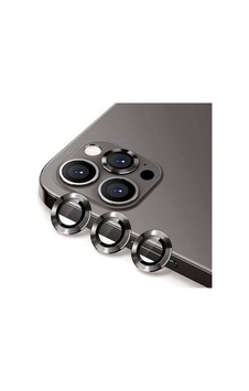 Apple Uyumlu iPhone 12 Pro Max Metal Çerçeveli 3'lü Kamera Lens Koruyucu-siyah Apple Uyumlu iPhone 12 Pro Max Metal Çerçeveli 3'lü Kamera Lens Koruyucu-siyah