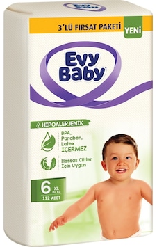 Evy Baby Bebek Bezi 3'lü Fırsat Paketi 6 Numara 112 Adet Evy Baby Bebek Bezi 3'lü Fırsat Paketi 6 Numara 112 Adet
