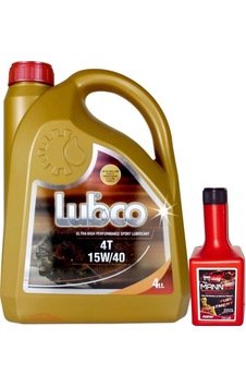 Lubco 4t 15W-40 Motosiklet İçin Motor Yağı 4 L + Benzin Yakıt Katkısı 4 L