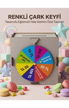 Birikim Kutusu Şans Çarklı Tasarruf Oyunu Eğlenceli Hedef Kumbarası