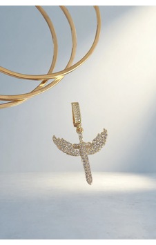 Gold Renk Zirkon Taşlı Mikail Charm Takı 011 - Kahverengi Gold Renk Zirkon Taşlı Mikail Charm Takı 011 - Kahverengi