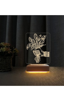 Lale Tasarım Lamba 3d Led Masa Lambası Lale Tasarım Lamba 3d Led Masa Lambası