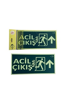 Lr-fu Acil-çıkış Yazılı Yukarı Ok Yön Gösteren Fosforlu Yön Levhası 1 Lr-fu Acil-çıkış Yazılı Yukarı Ok Yön Gösteren Fosforlu Yön Levhası 1