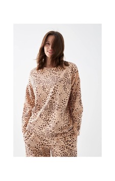 İkikareshop Kadın Oversize Bej Leopar Desenli Pamuklu Kalın Pijama Takımı Çok Renkli İkikareshop Kadın Oversize Bej Leopar Desenli Pamuklu Kalın Pijama Takımı Çok Renkli
