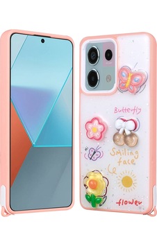 Xiaomi Redmi Note 13 Pro 5g Kılıf Parlayan Simli Kabartma Figürlü Zore Cevze Kapak Pembe Xiaomi Redmi Note 13 Pro 5g Kılıf Parlayan Simli Kabartma Figürlü Zore Cevze Kapak Pembe