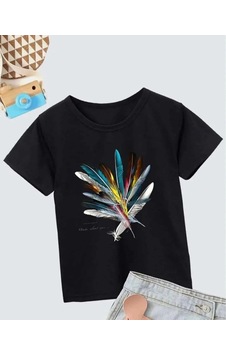 Vinevesta Kız Çocuk Baskılı T-shirt- Siyah Çok Renkli Vinevesta Kız Çocuk Baskılı T-shirt- Siyah Çok Renkli