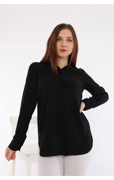 Polologin Butik Kadın Siyah Uzun Kollu Gömlek Siyah Polologin Butik Kadın Siyah Uzun Kollu Gömlek Siyah