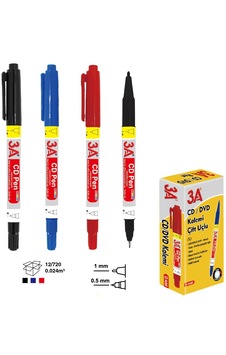 3a Asetat Kalemi Çift Taraflı S-m Mavi 12li Pk.
