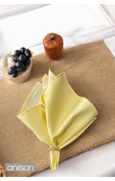 Tekli %100 Pamuk Kumaş Peçete Açık Sarı 50x50 Cm Mutfak Bezi Sofra Sunum Servis Peçetesi