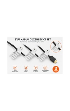 3'lü Kablo Düzenleyici Kablo Tutucu Masa Kablo Organizeri Hdmı Usb Şarj Kablosu Düzenleme Aparatı Vidalı Kablo Sabitleyici Beyaz 3'lü Kablo Düzenleyici Kablo Tutucu Masa Kablo Organizeri Hdmı Usb Şarj Kablosu Düzenleme Aparatı Vidalı Kablo Sabitleyici Beyaz