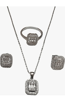 Choice Baget Taşlı Gümüş Set