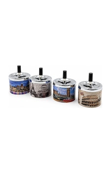 12 Adet Ashtray Yuvarlak - Basmalı Metal Küllük 5468 Renkli 12 Adet Ashtray Yuvarlak - Basmalı Metal Küllük 5468 Renkli