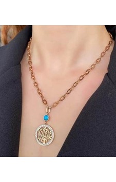 Alsade Hayatağacı Zirkon Taş Çelik Kolye Rose Gold Alsade Hayatağacı Zirkon Taş Çelik Kolye Rose Gold