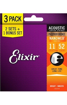 Elixir 16544 Nanoweb Bronze Akustik Gitar Teli 11-52