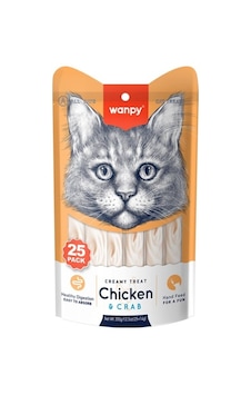 Wanpy Tavuklu ve Yengeçli Krema Kedi Ödül Maması 25 x 14 G Wanpy Tavuklu ve Yengeçli Krema Kedi Ödül Maması 25 x 14 G