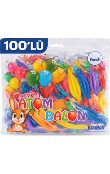 Renkli Atom Balon Punch Balon Lastik İpli Parti Balonu 100 Adet Diğer Renkli Atom Balon Punch Balon Lastik İpli Parti Balonu 100 Adet Diğer