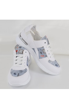 Gri Nurse Life Desenli Ortopedik Spor Sandalet Beyaz Gri Nurse Life Desenli Ortopedik Spor Sandalet Beyaz