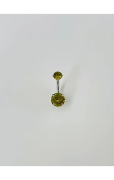 Yeşil Taşlı Göbek Piercing - Pg0046 Çok Renkli Yeşil Taşlı Göbek Piercing - Pg0046 Çok Renkli