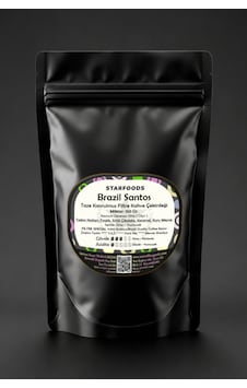 Brazil Santos Taze Kavrulmuş Nitelikli Çekirdek Kahve 150 Gr. Brezilya Santos %100 Arabica Filtre Kahve Çekirdeği