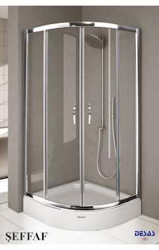 Desaş Shower Teknesiz Oval Şeffaf Desensiz Cam Duşakabin 90 x 90 5 MM Gümüş Desaş Shower Teknesiz Oval Şeffaf Desensiz Cam Duşakabin 90 x 90 5 MM Gümüş