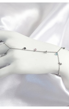 Pirinç Renkli Zirkon Taşlı Sallantılı Yıldızlı Model Gümüş Renk Kadın Şahmeran 5886 Çok Renkli